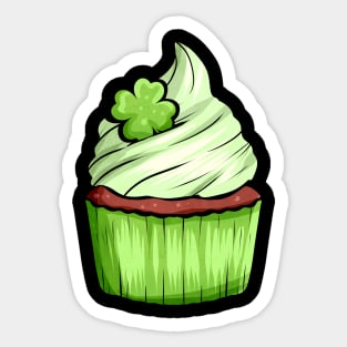 Muffin With Green Topping And Shamrock For St. Patricks Day Sticker